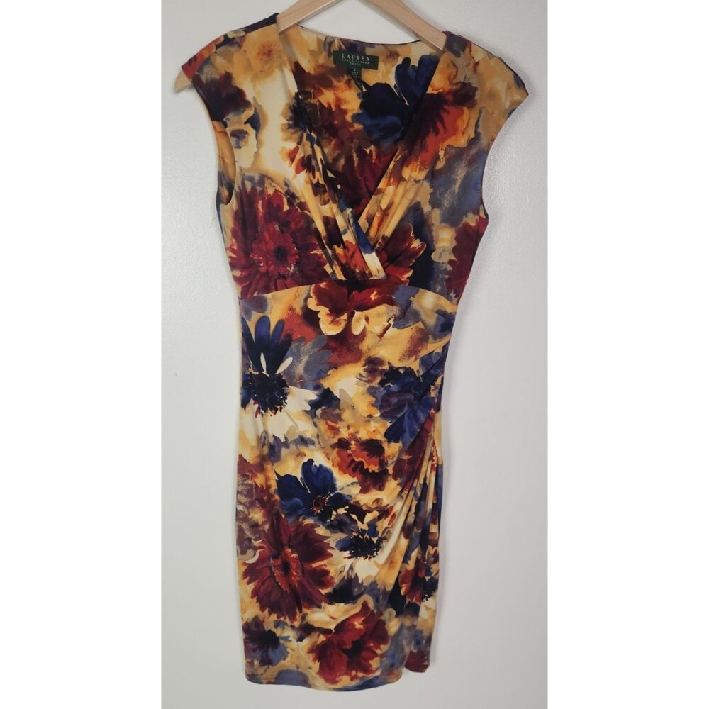Lauren Ralph Lauren Women's Sz. 4 Floral Sleeveless Ruched Dress